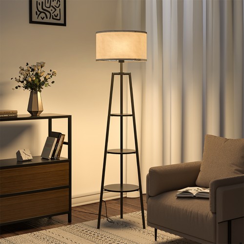 Wooden tripod floor - tripod, lamp