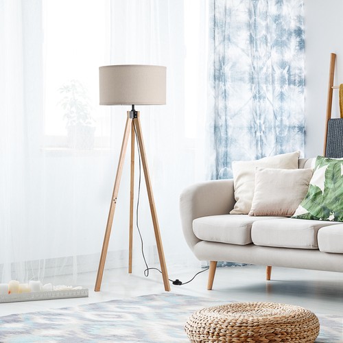 Floor lamp with wood tripod - lamp,