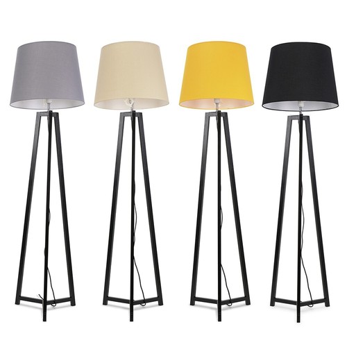 Black wooden tripod floor lamp - wooden,