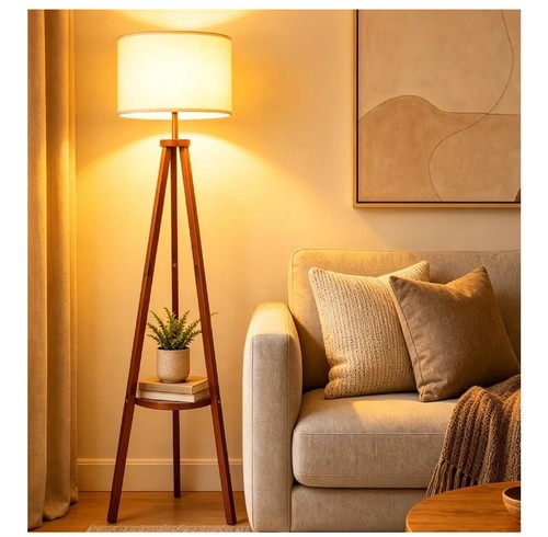 Wooden tripod floor lamp - wooden,