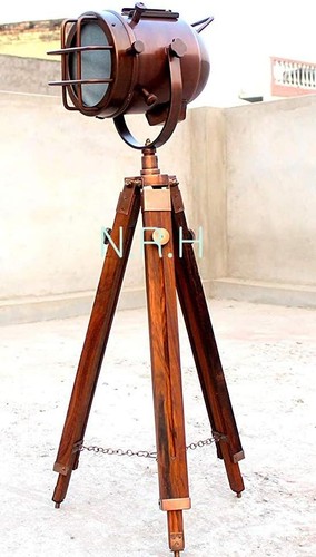 Copper floor lamp with wooden - floor,