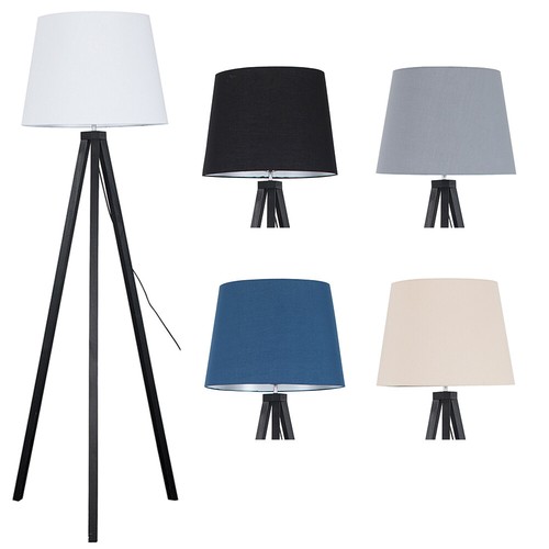 Tripod floor lamp black wood - lamp,