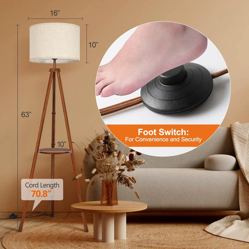 Solid wood tripod - floor, lamp